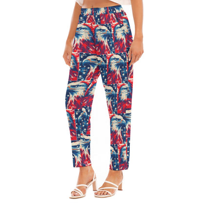 Eagle, USA Print Women's Loose Straight-leg Pants