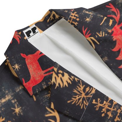 Christmas 1, Print Men's Casual Flat Lapel Collar Blazer