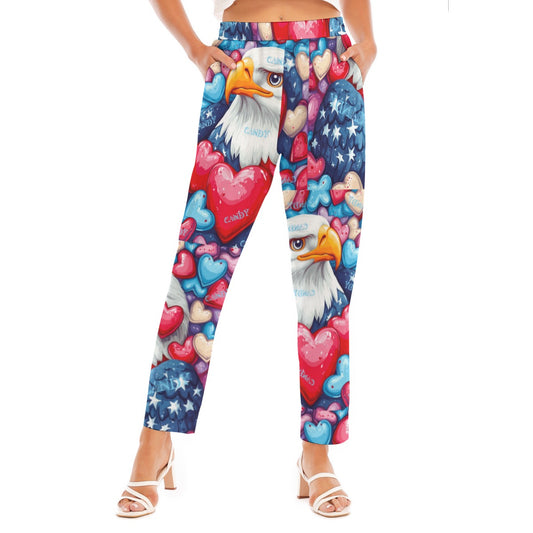 Vday 3, Print Women's Loose Straight-leg Pants