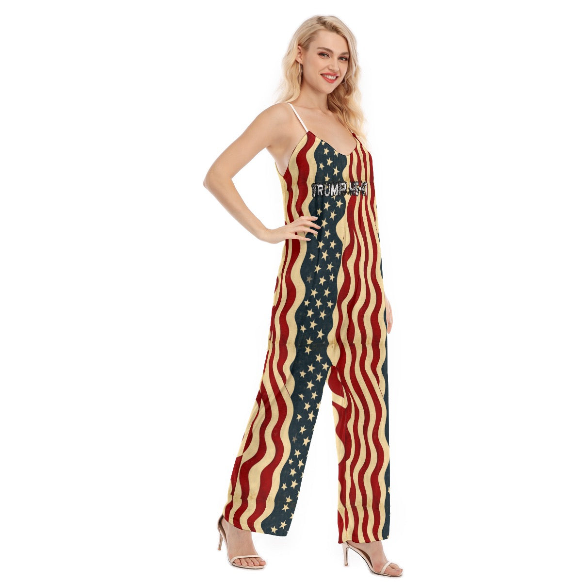 Trump/flag, Print Women's Loose Cami Jumpsuit