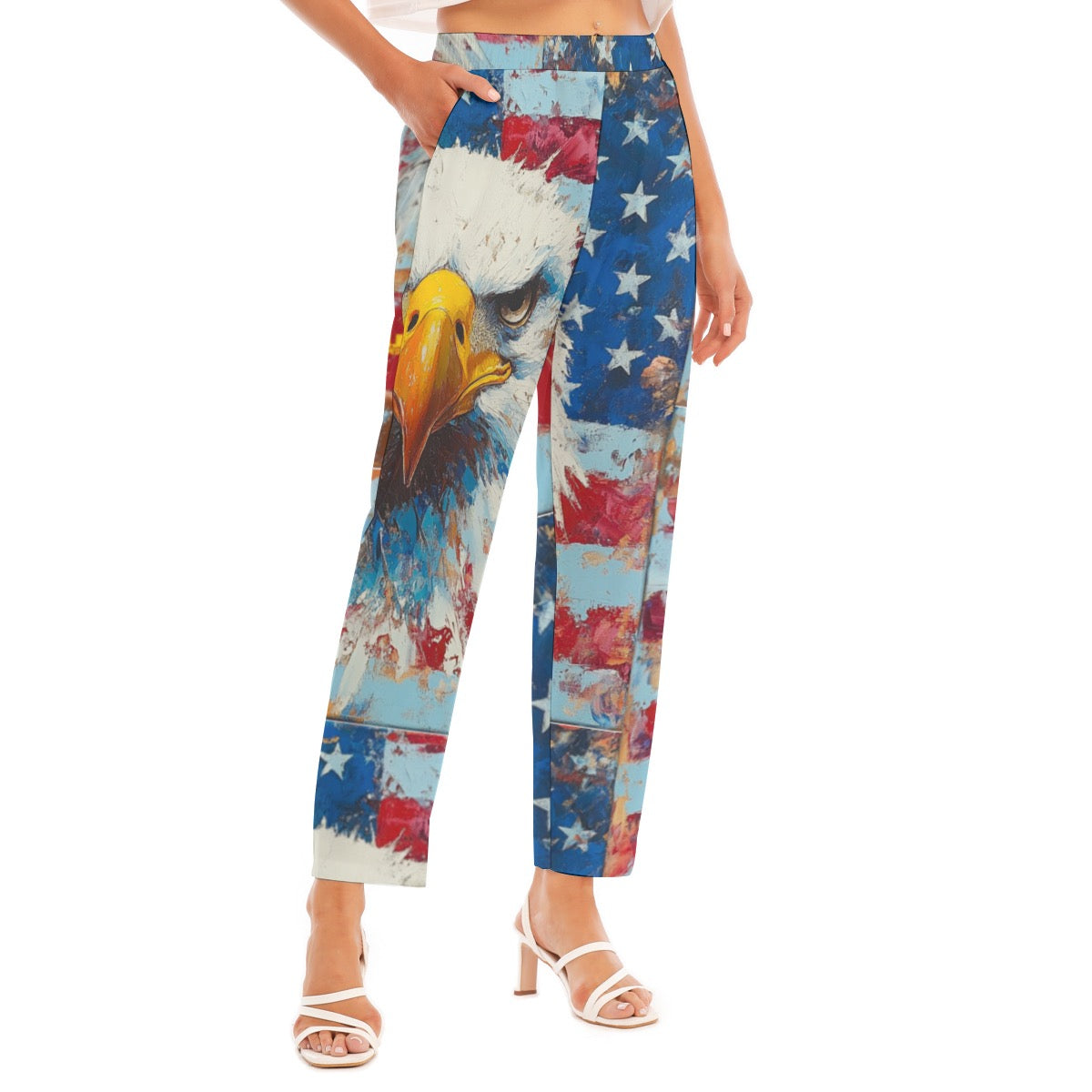 Usa eagle, Print Women's Loose Straight-leg Pants