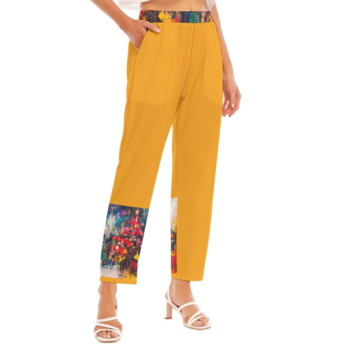 Christmas Print Women's Loose Straight-leg Pants