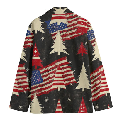 Christmas 2, Print Men's Casual Flat Lapel Collar Blazer | 245GSM Cotton