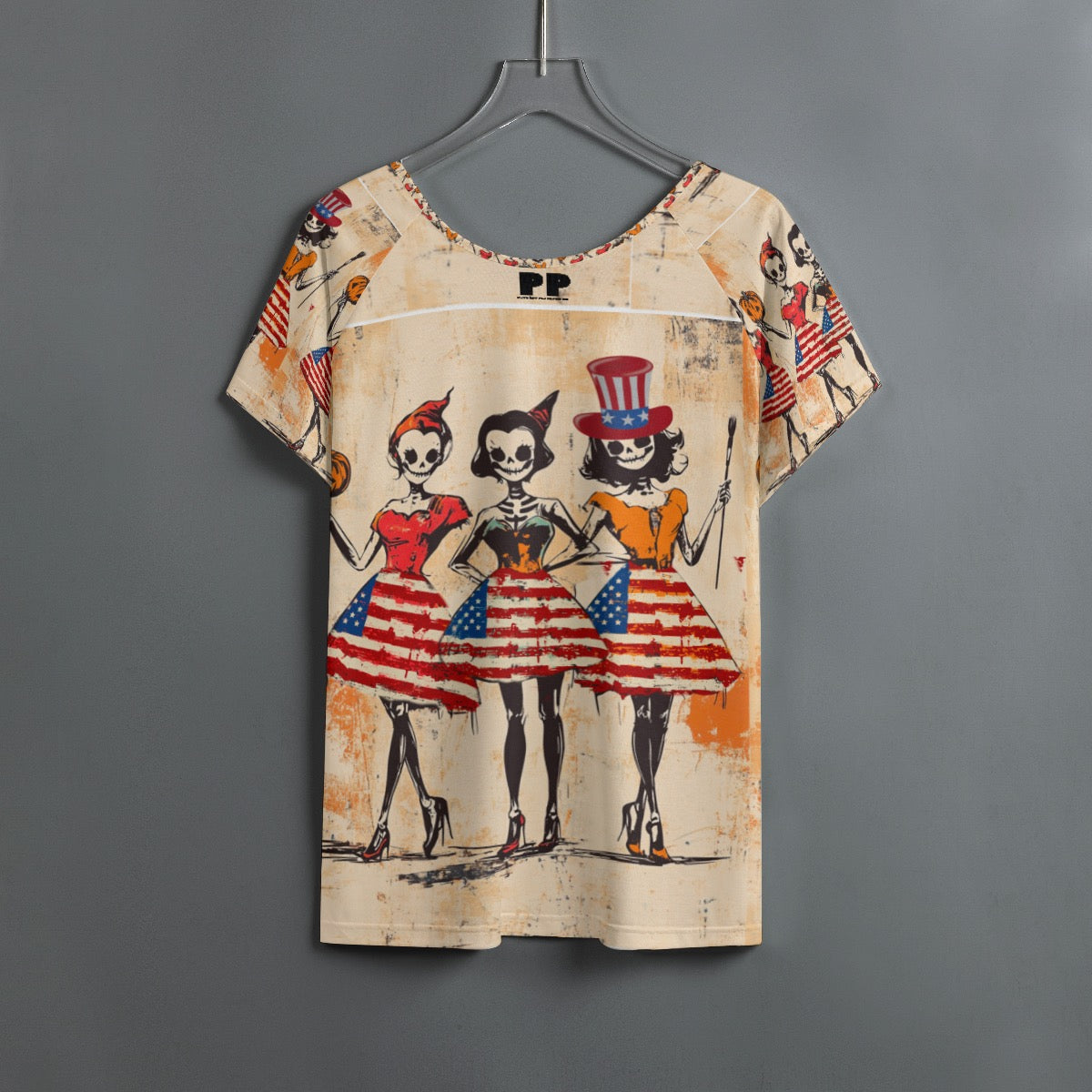 USA Halloween 1, Print Women's Round Neck T-shirt With Raglan Sleeve