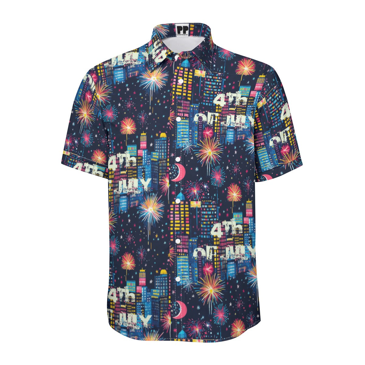 4th of July Print Unisex Collared Shirt|115GSM Cotton poplin