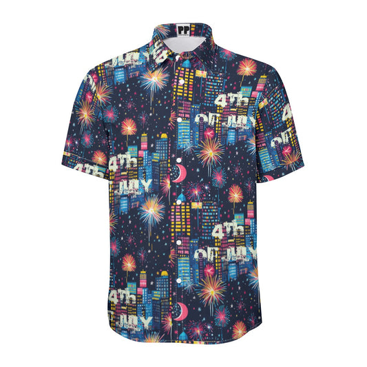 4th of July Print Unisex Collared Shirt|115GSM Cotton poplin