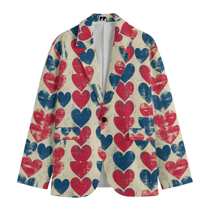 V-day1, Print Men's Casual Flat Lapel Collar Blazer | 245GSM Cotton