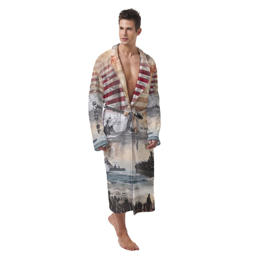 American theme Print Men's Heavy Fleece Robe