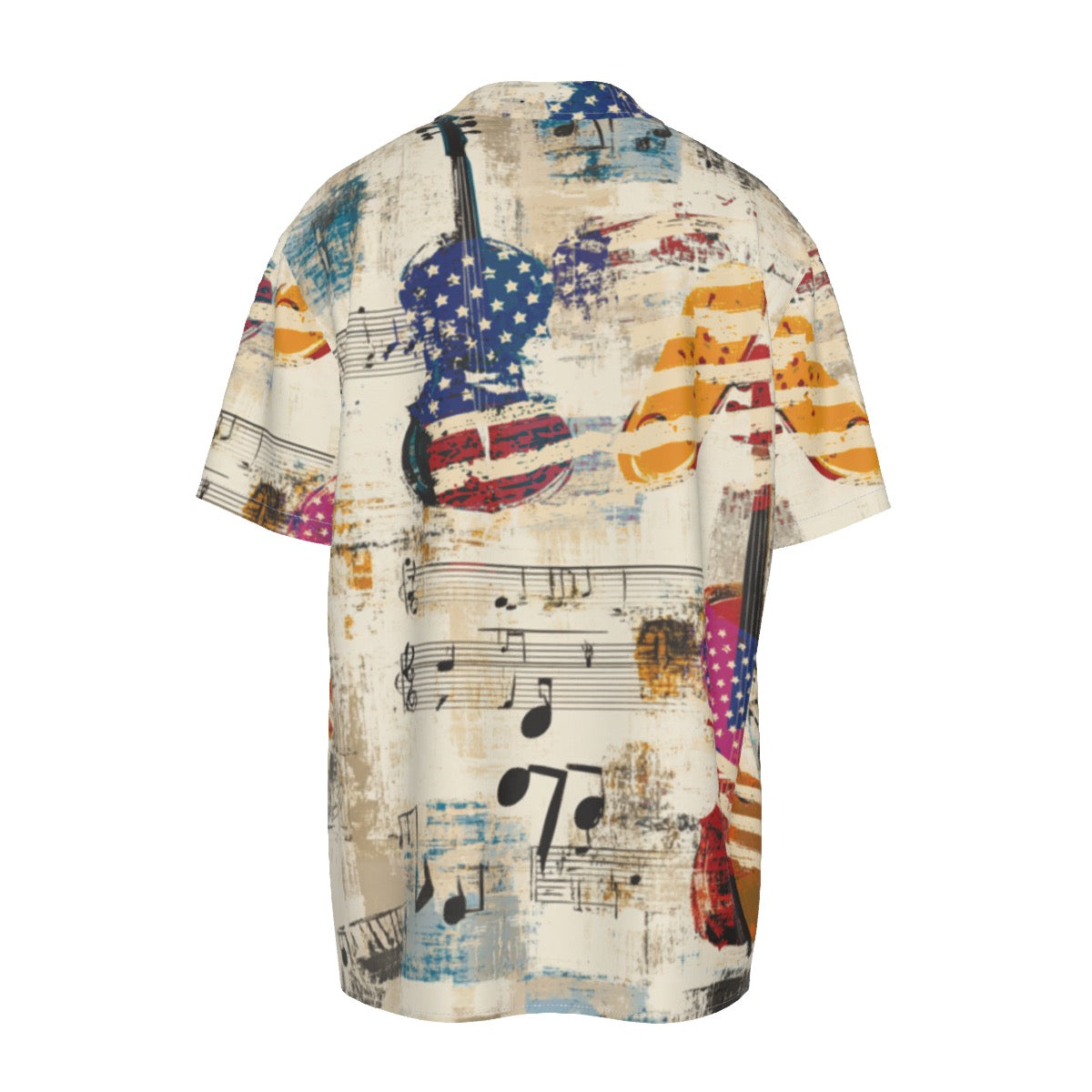Music  Print Men's Imitation Silk Short-Sleeved Shirt