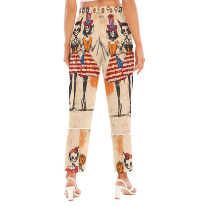 USA Halloween 1, Print Women's Loose Straight-leg Pants