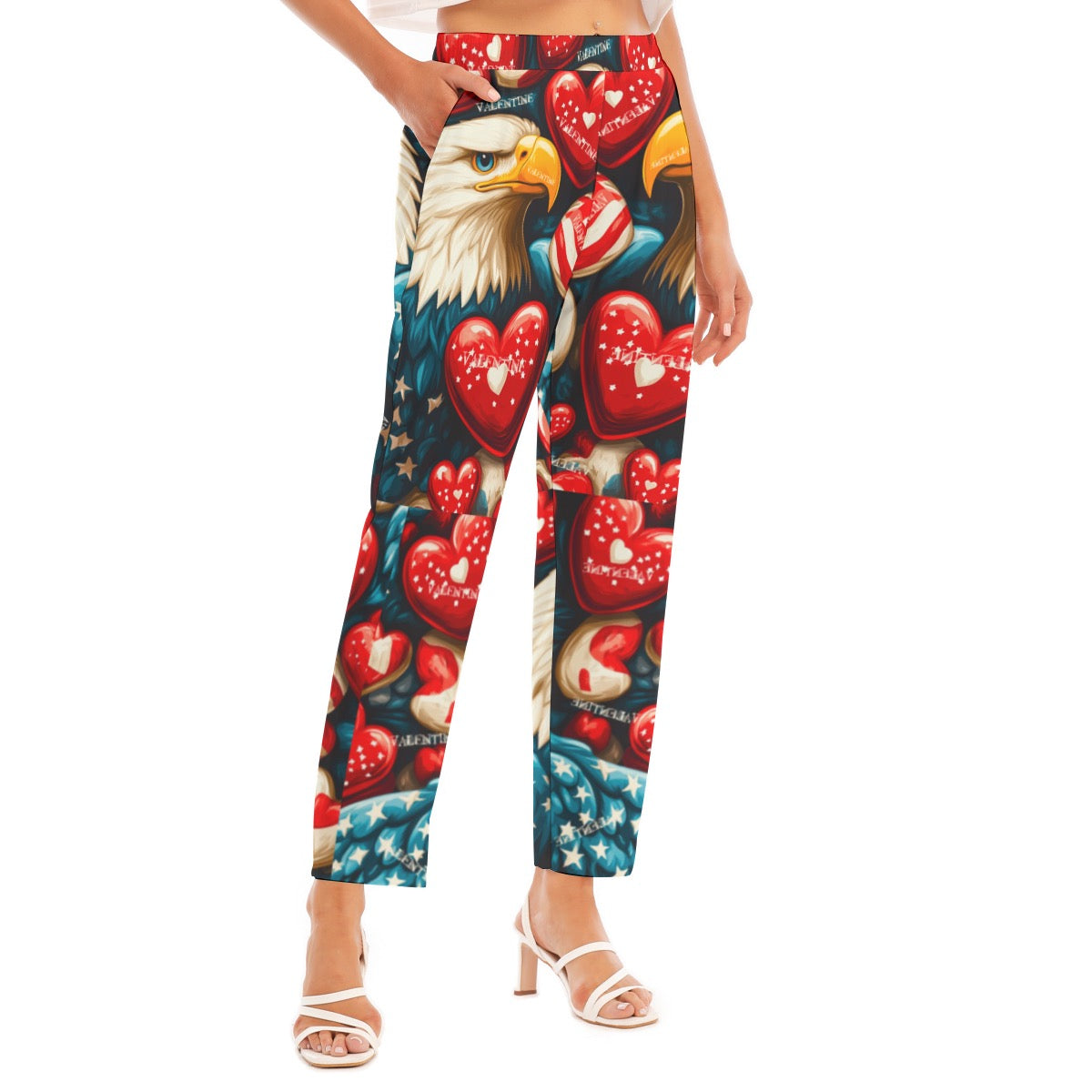 V day 2, Print Women's Loose Straight-leg Pants