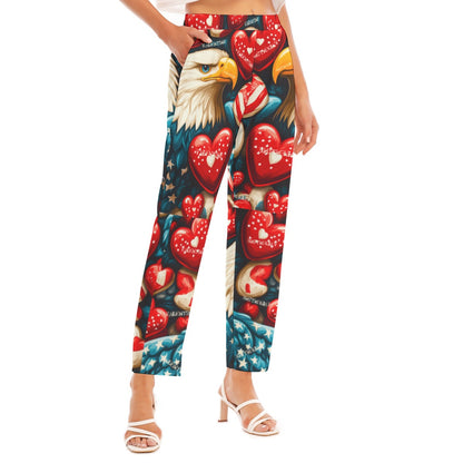 V day 2, Print Women's Loose Straight-leg Pants