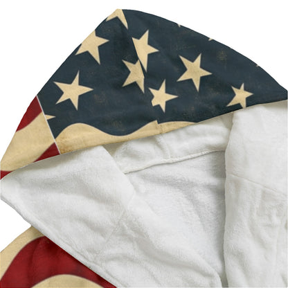 Flag USA trump patriot,  Print Unisex Flannel Hooded bathrobe