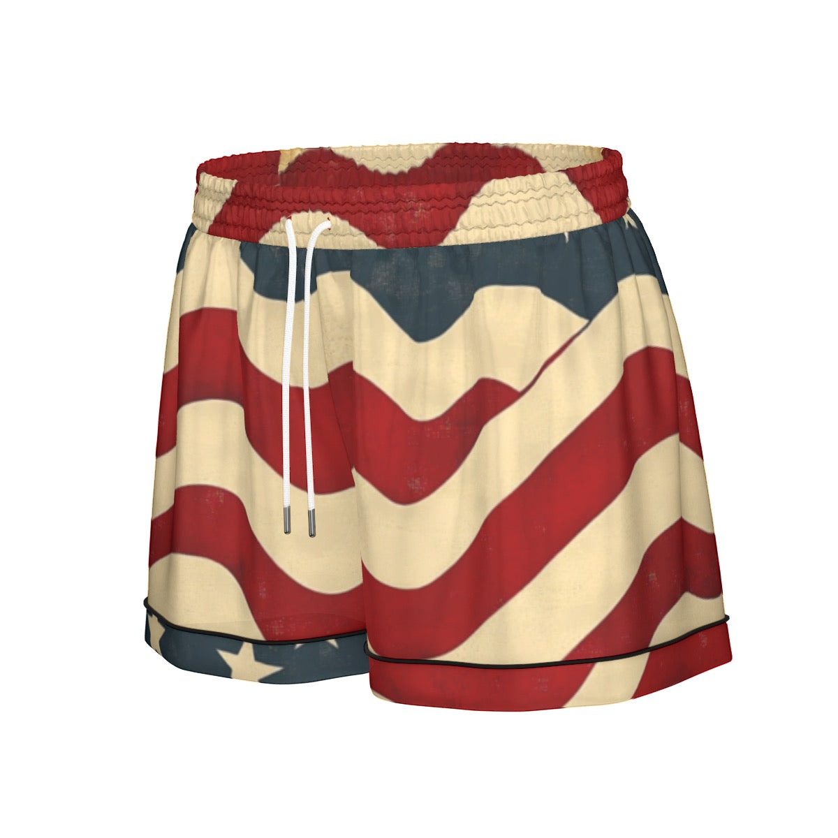 Usa flag, Print Women's Imitation Silk Pajama Set With Short Sleeve