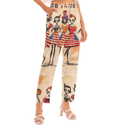 USA Halloween 1, Print Women's Loose Straight-leg Pants
