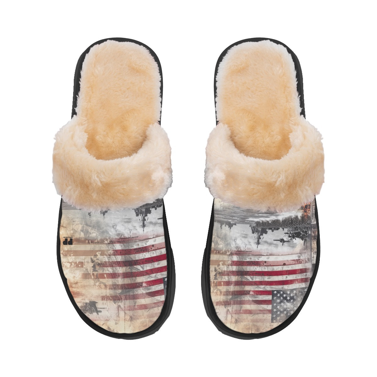 American theme Men's Home Plush Slippers