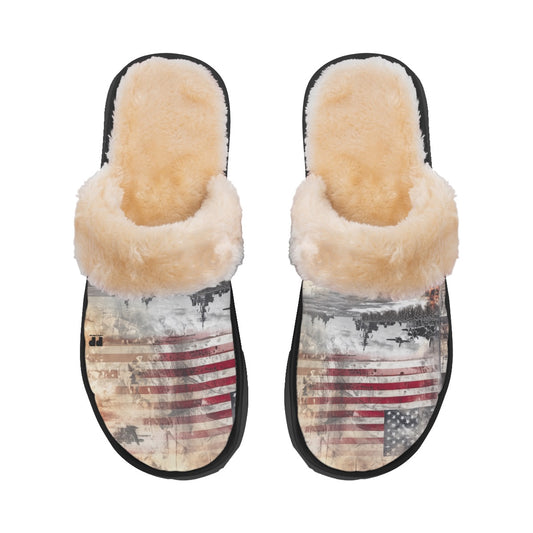 American theme Men's Home Plush Slippers