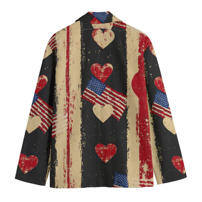 V-day 2,  Print Men's Casual Flat Lapel Collar Blazer | 245GSM Cotton