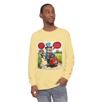 Political cartoon, Unisex Garment-dyed Long Sleeve T-Shirt