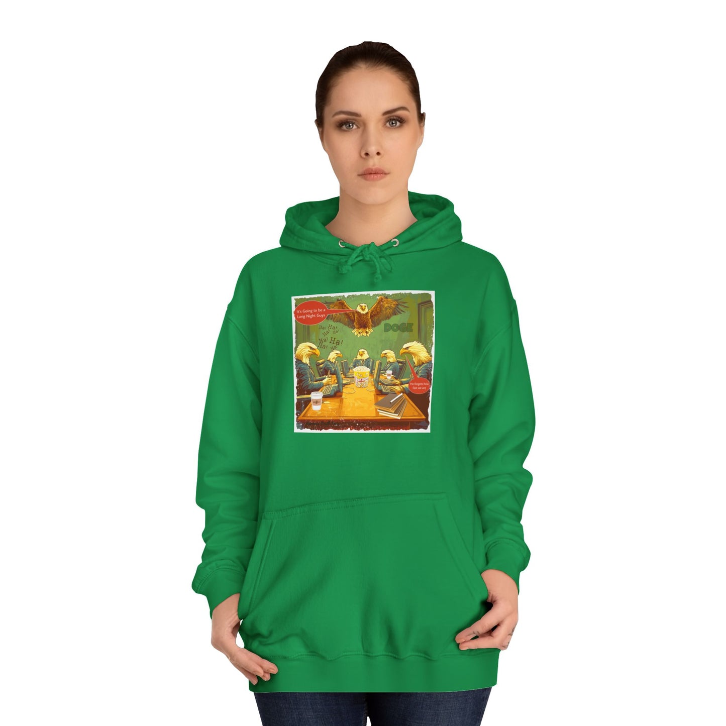 DOGE trump print cartoon, Unisex College Hoodie