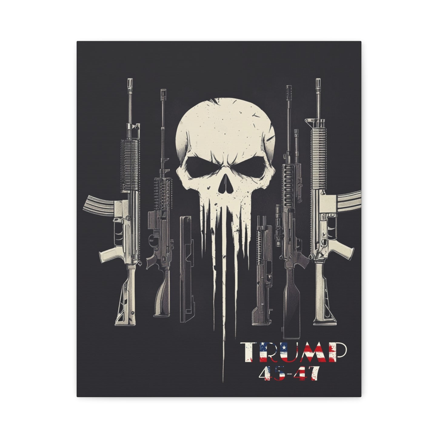 Trump print with skulls and guns, Matte Canvas, Stretched, 1.25"