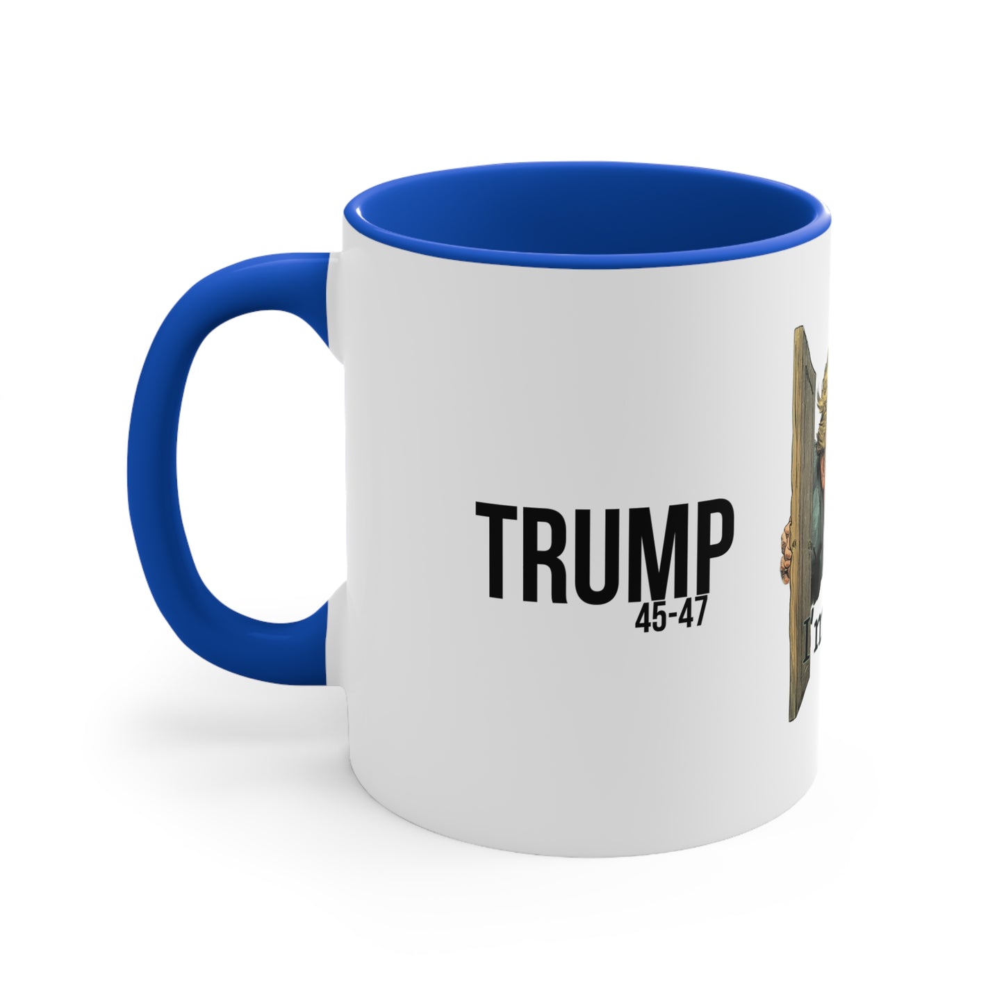 Political Accent Mug - "I’m Back!" Trump Mug with Red Handle | 11oz Coffee Cup for Political Enthusiasts