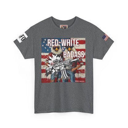 R- patriotic red white and badass trump print, Unisex Heavy Cotton Tee