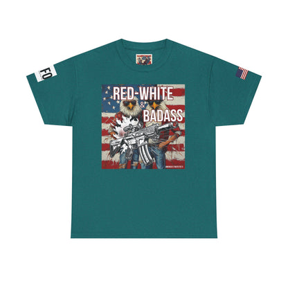 R- patriotic red white and badass trump print, Unisex Heavy Cotton Tee