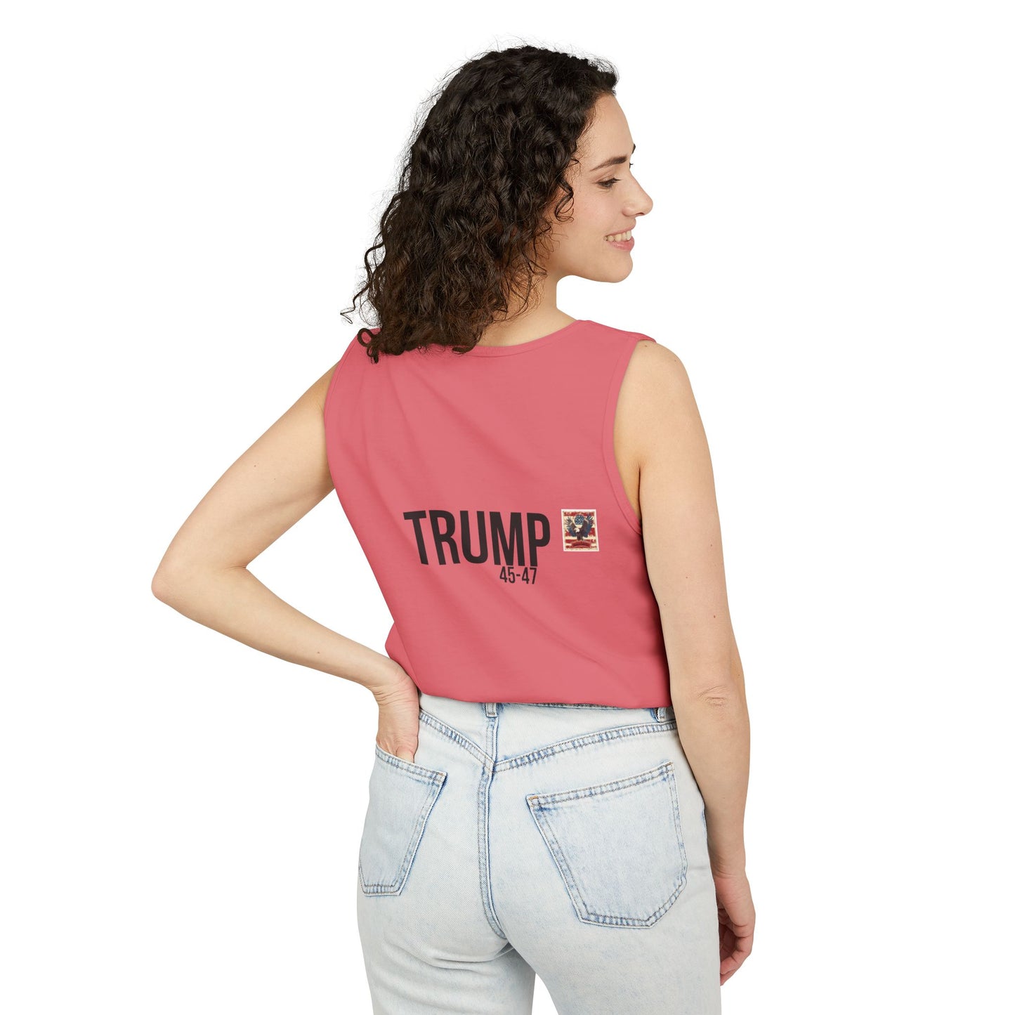 Doge trump cartoon print, Unisex Garment-Dyed Tank Top