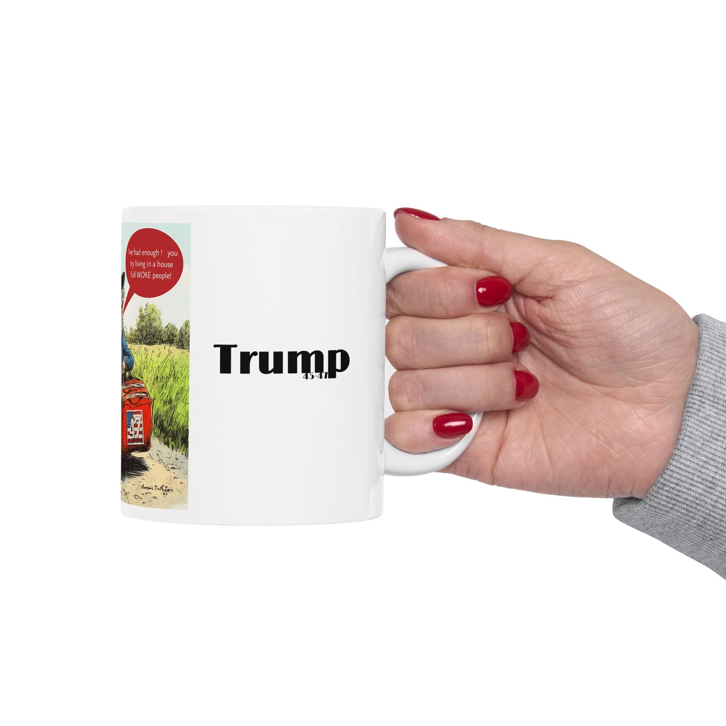 Patriotic trump cartoon print, Ceramic Mug, (11oz, 15oz)