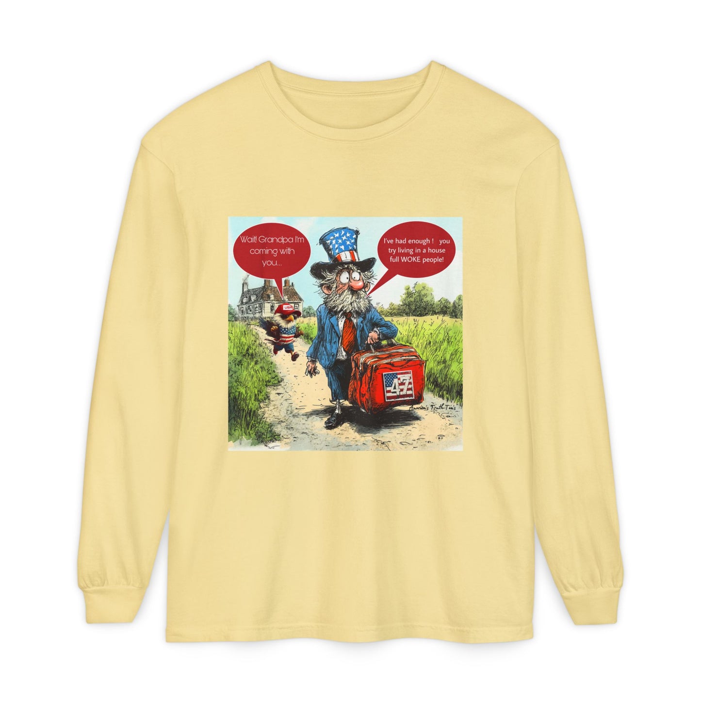 Political cartoon, Unisex Garment-dyed Long Sleeve T-Shirt