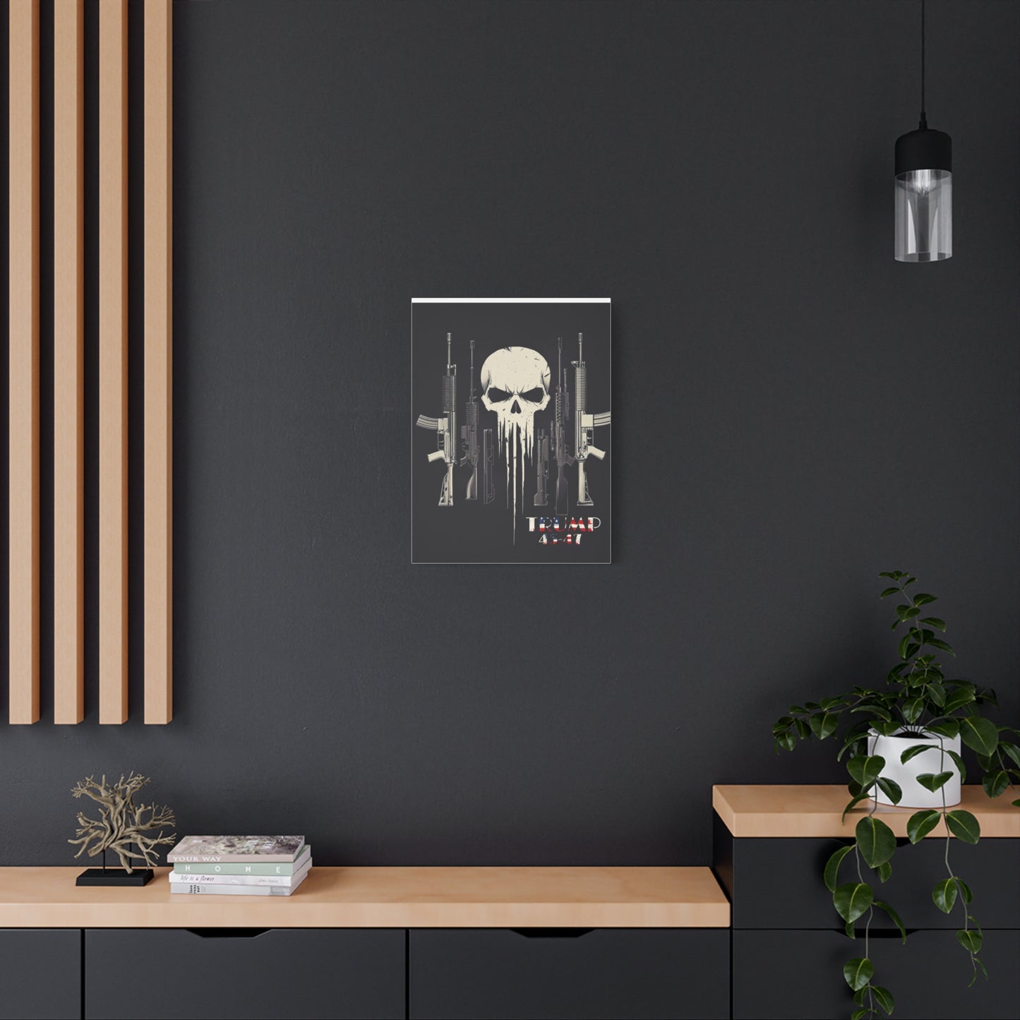 Trump print with skulls and guns, Matte Canvas, Stretched, 1.25"