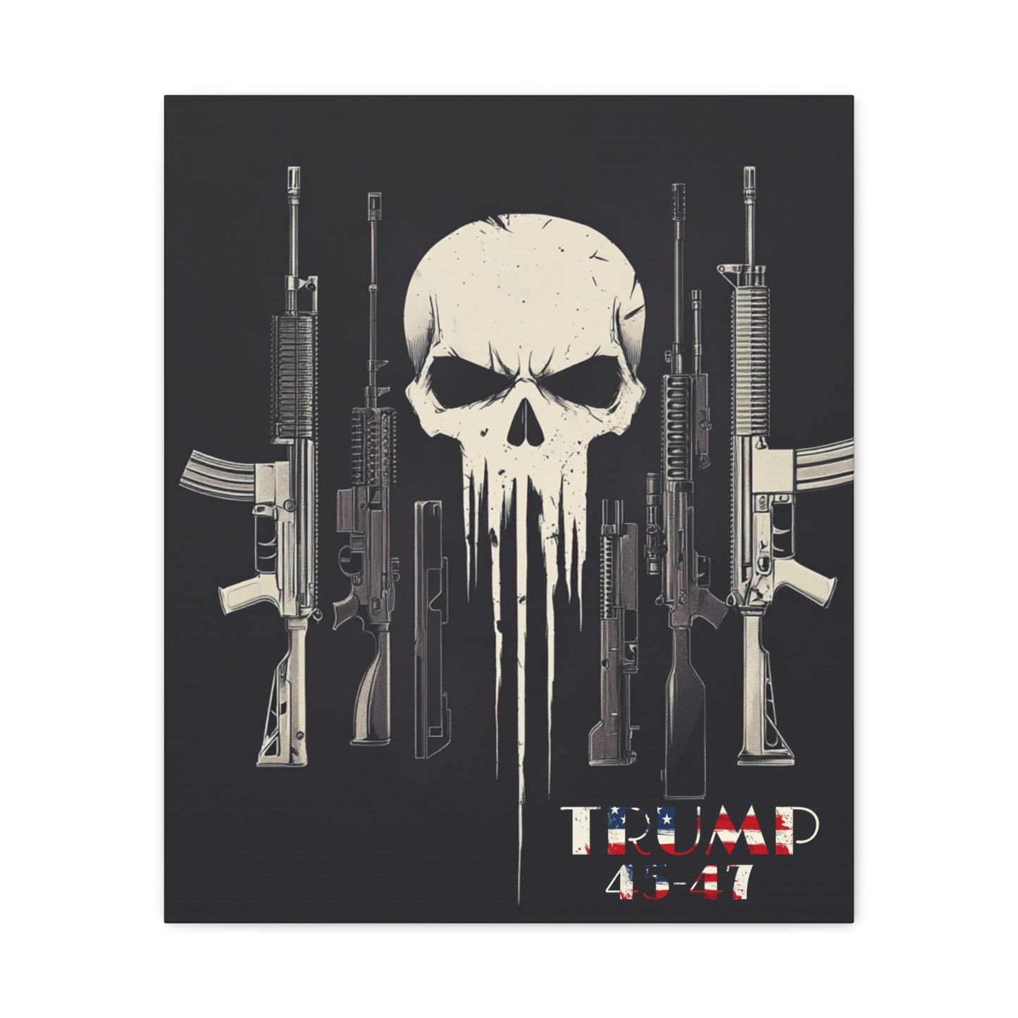 Trump print with skulls and guns, Matte Canvas, Stretched, 1.25"