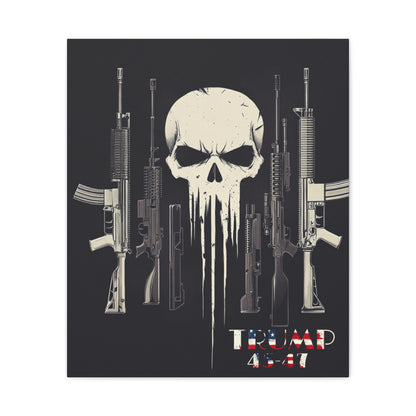 Trump print with skulls and guns, Matte Canvas, Stretched, 1.25"