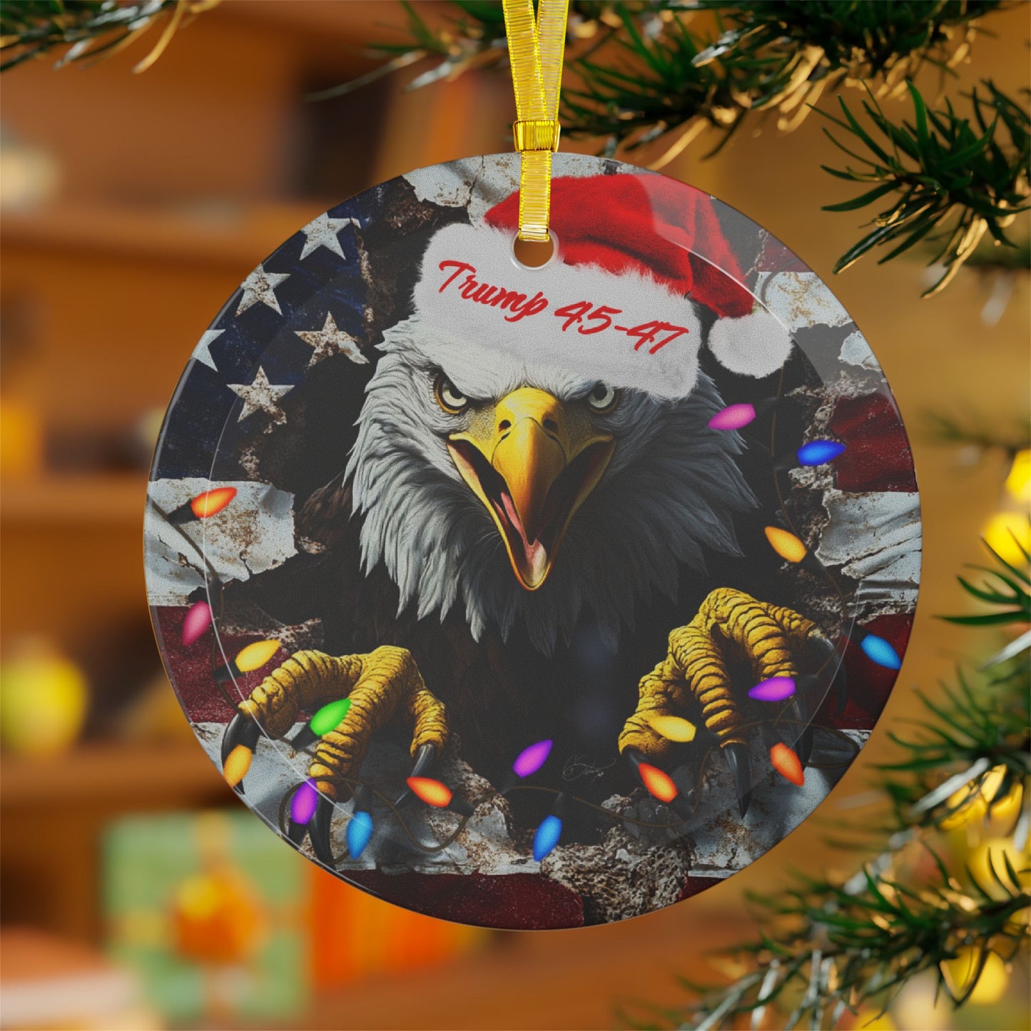 Eagle/trump 45-47 Glass Ornaments