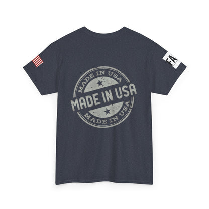 R- patriotic red white and badass trump print, Unisex Heavy Cotton Tee