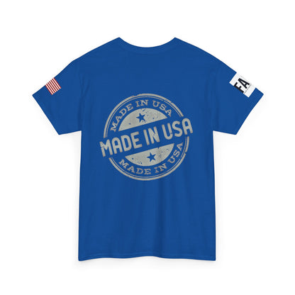 R- patriotic red white and badass trump print, Unisex Heavy Cotton Tee