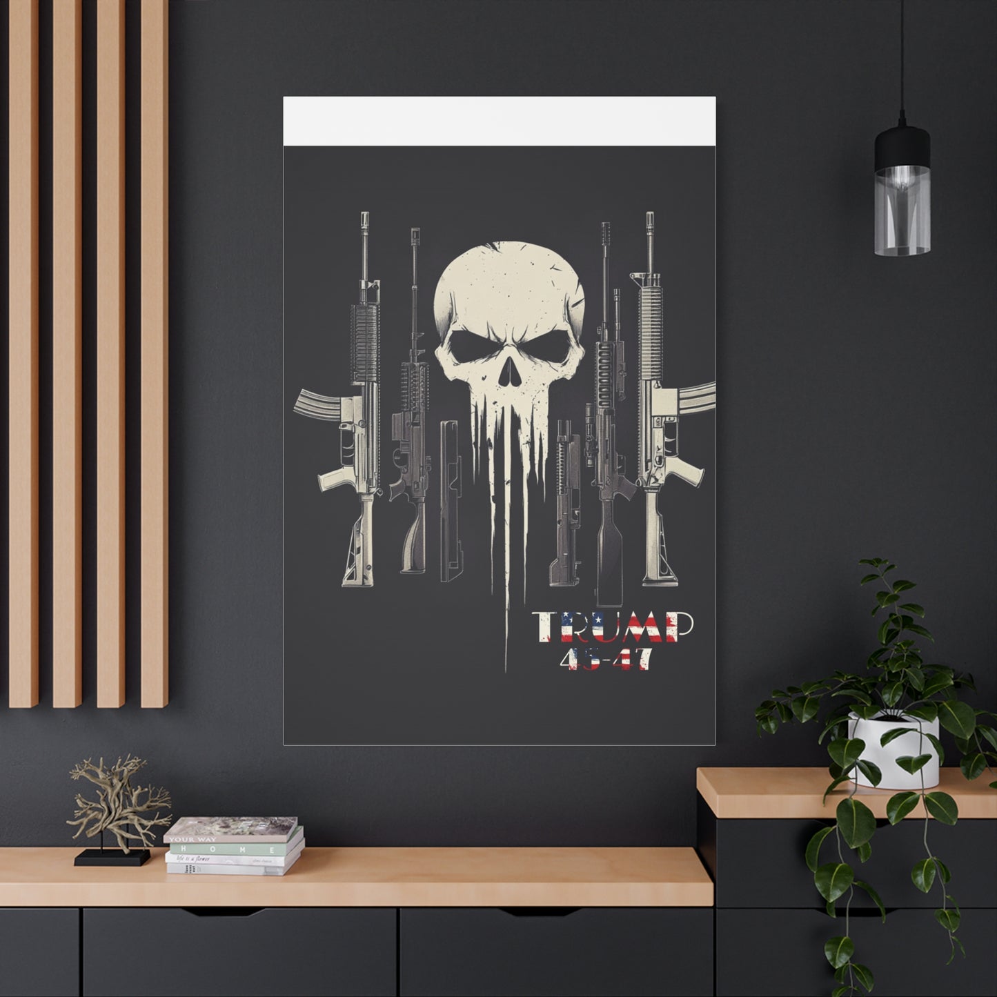Trump print with skulls and guns, Matte Canvas, Stretched, 1.25"