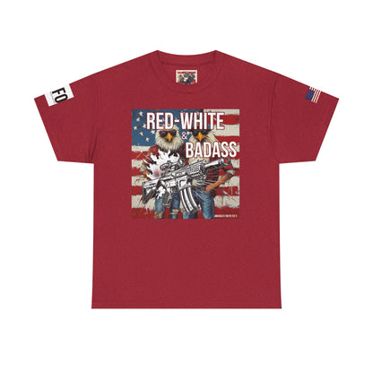 R- patriotic red white and badass trump print, Unisex Heavy Cotton Tee