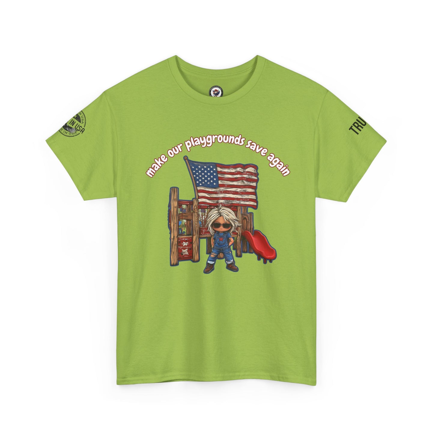 Make our playgrounds safe again trump print, Unisex Heavy Cotton Tee