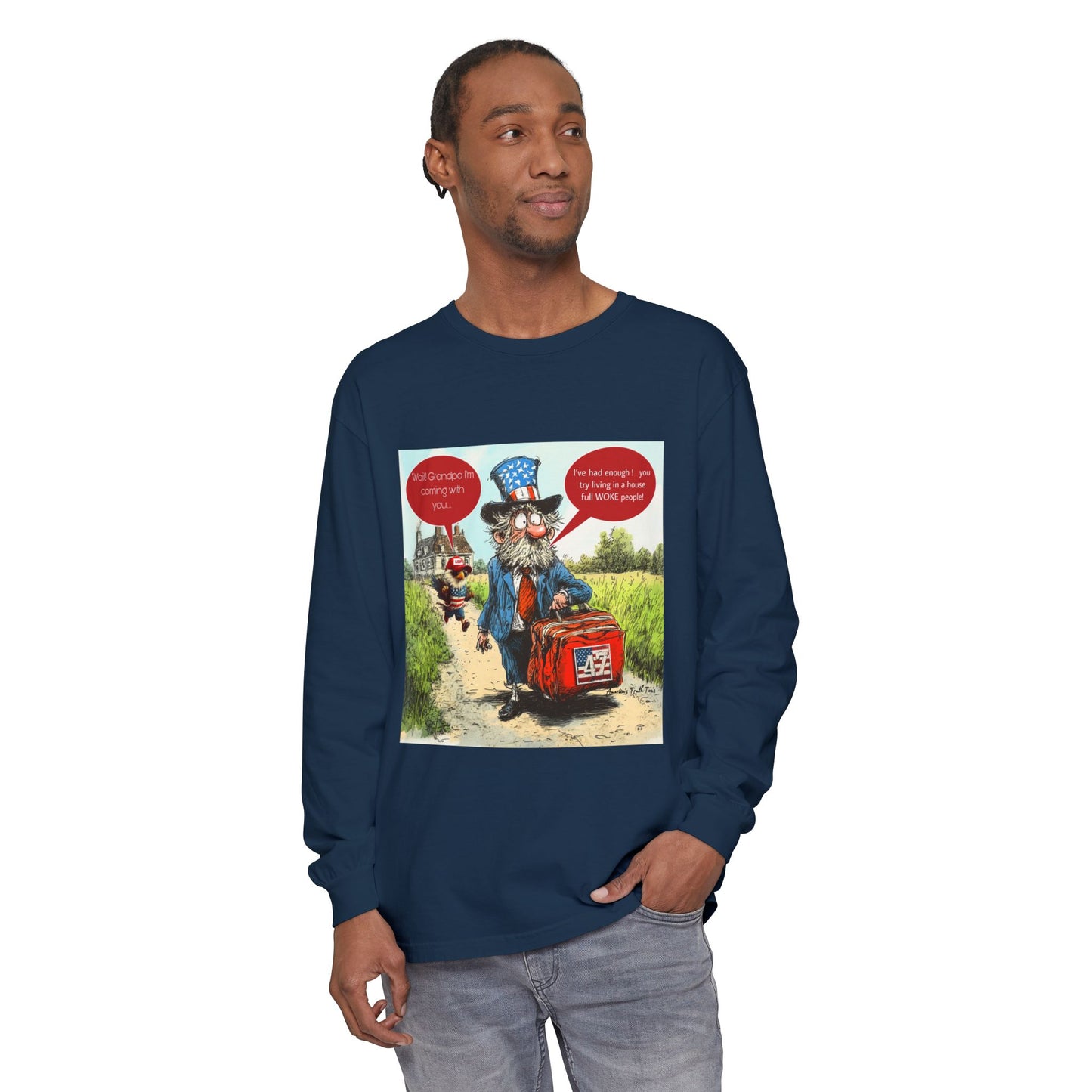 Political cartoon, Unisex Garment-dyed Long Sleeve T-Shirt