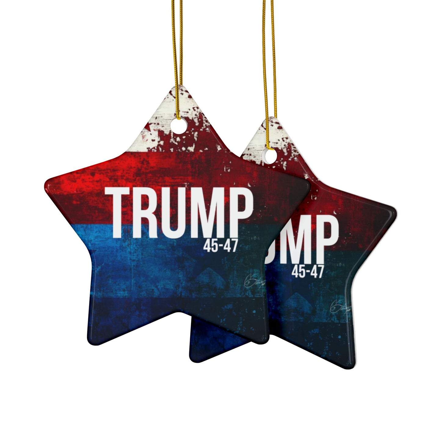 Red white and blue trump print, Ceramic Ornaments, 2-Side Print, (1pc, 3pcs, 5pcs, 10pcs)