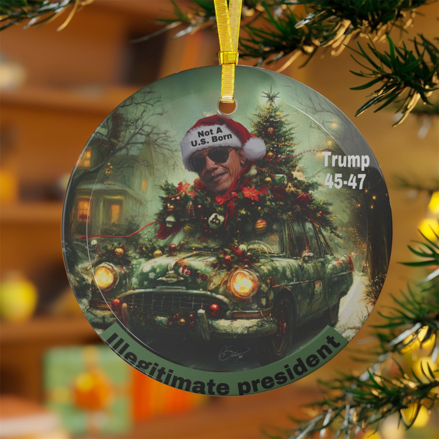 Trump Christmas Glass Ornaments