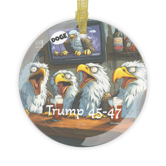 Trump 45-47 DOGE Glass Ornaments