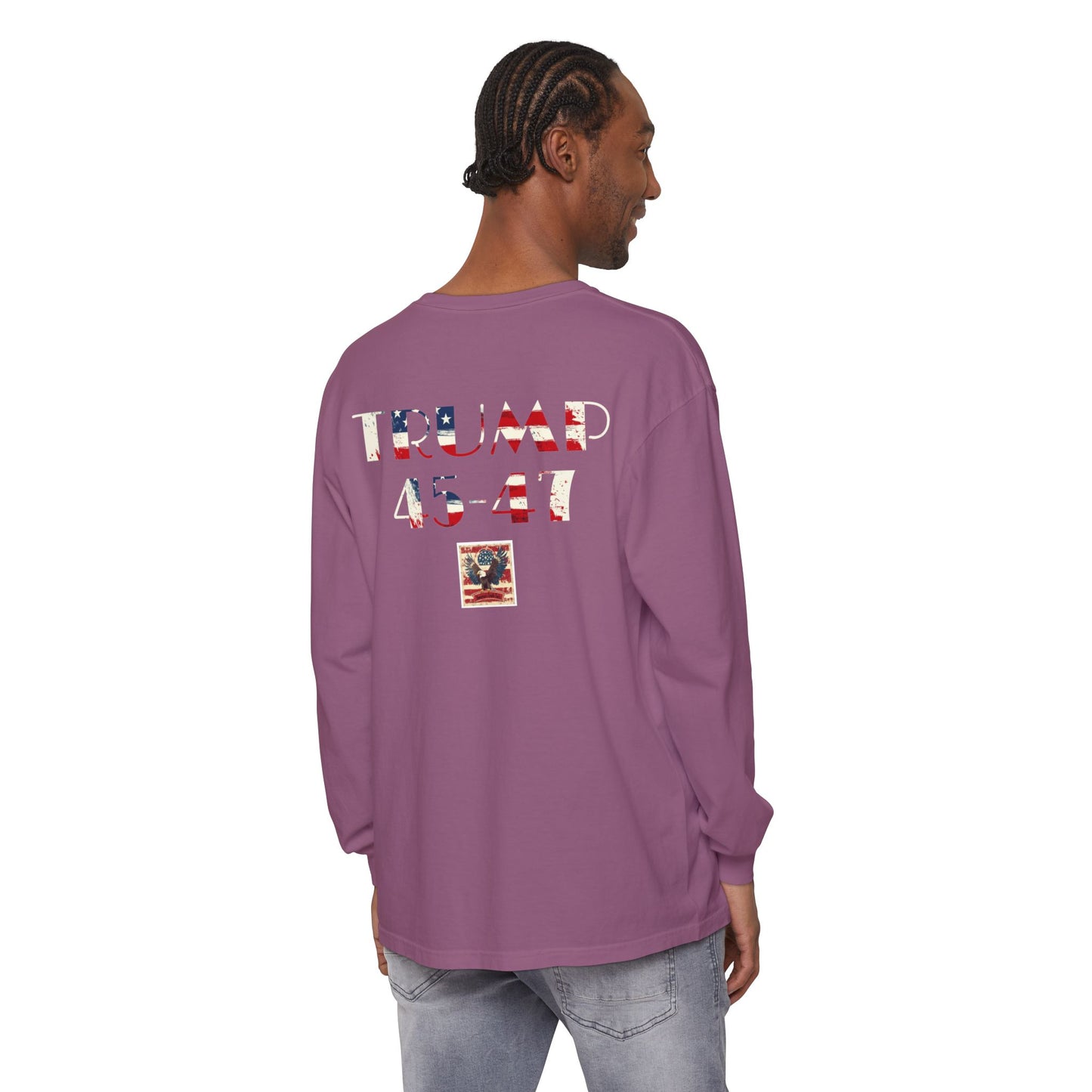 Maga usa American patriot print, Unisex Garment-dyed Long Sleeve T-Shirt