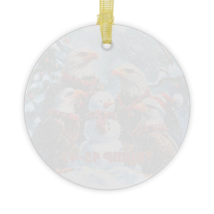 Trump 45-47 eagles and snowman Glass Ornaments