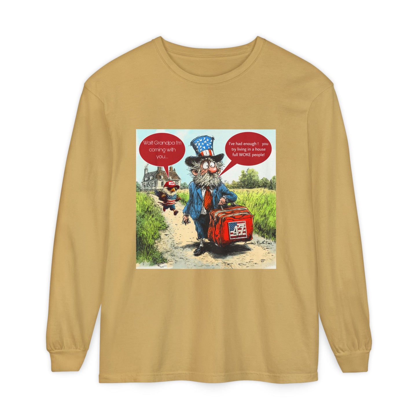 Political cartoon, Unisex Garment-dyed Long Sleeve T-Shirt