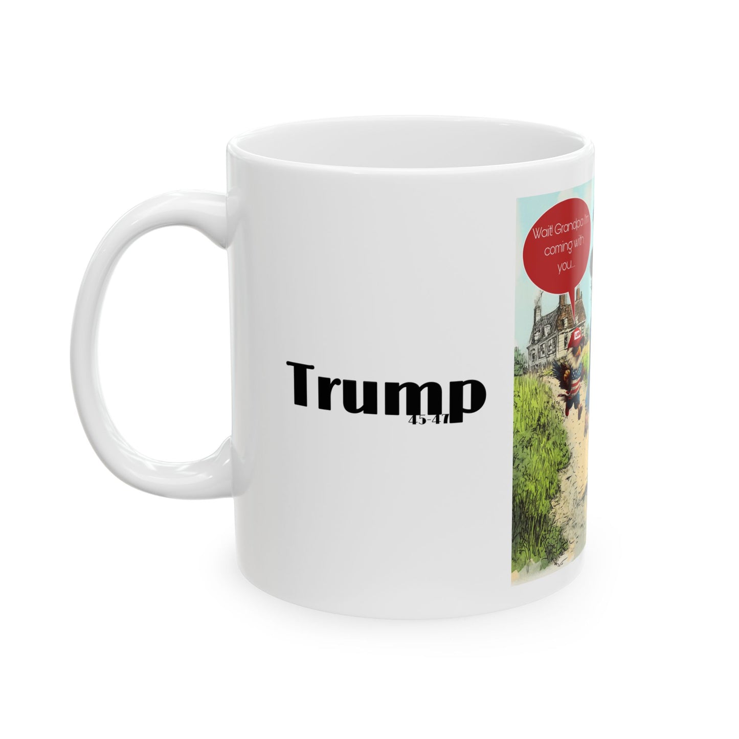 Patriotic trump cartoon print, Ceramic Mug, (11oz, 15oz)