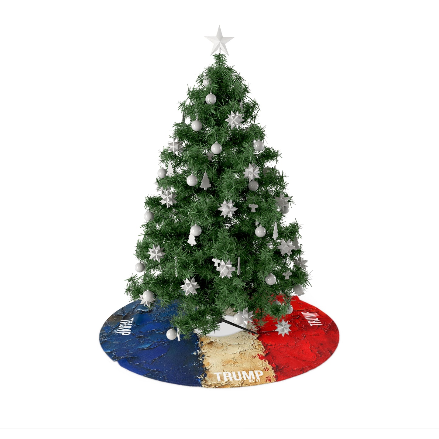 Red white and blue trump, print Christmas Tree Skirts