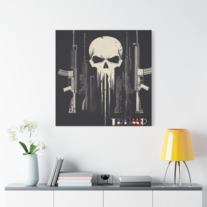 Trump print with skulls and guns, Matte Canvas, Stretched, 1.25"
